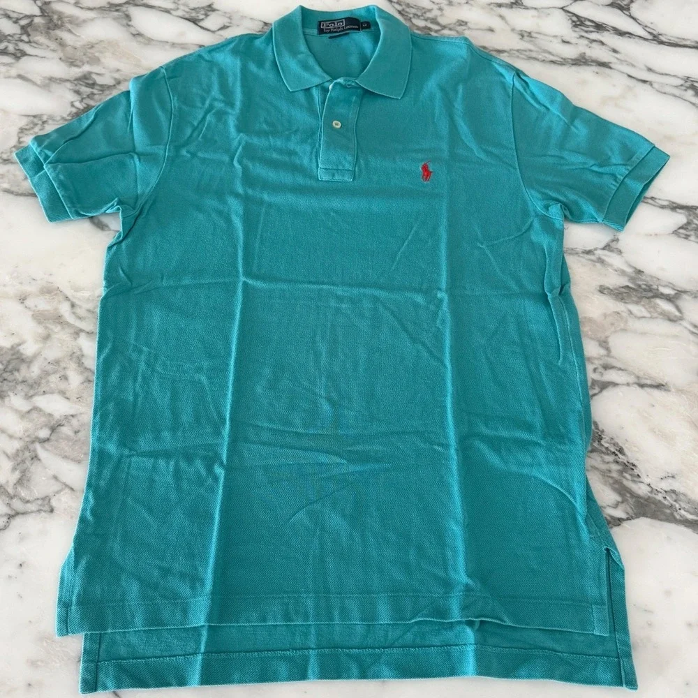 POLO Ralph Lauren Polo Shirt Mens Green 100% Cotton, Size Middle